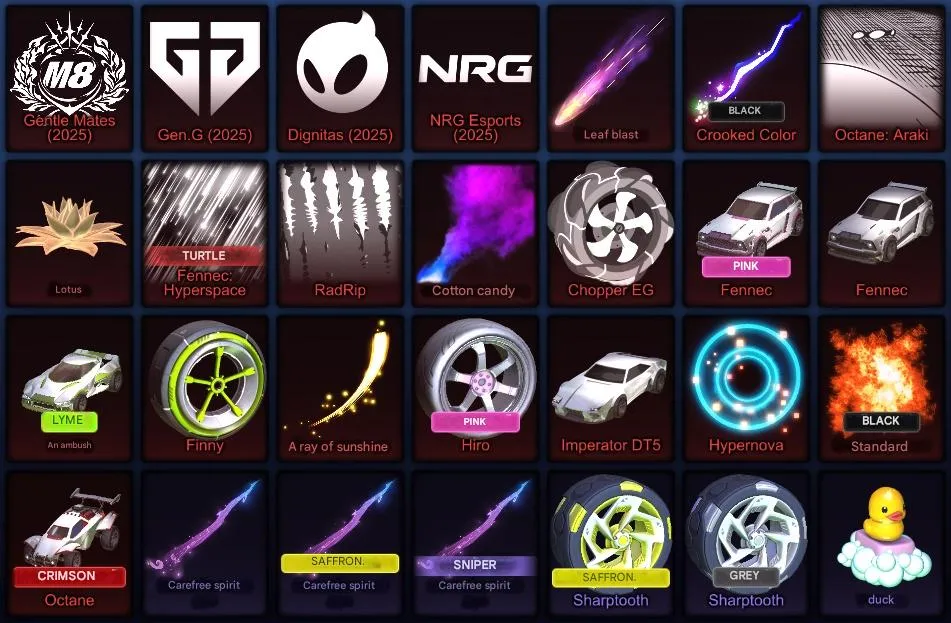 RL1018 S19 Grand Champion Dominus Fennec Octane Imperator DT5 Breakout X Devil 156 LVL 4 GC Full Inventory 